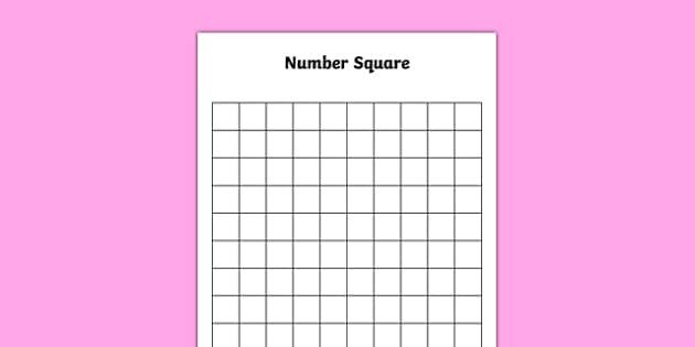 Blank 10 by 10 Number Square blank 10 by 10 number