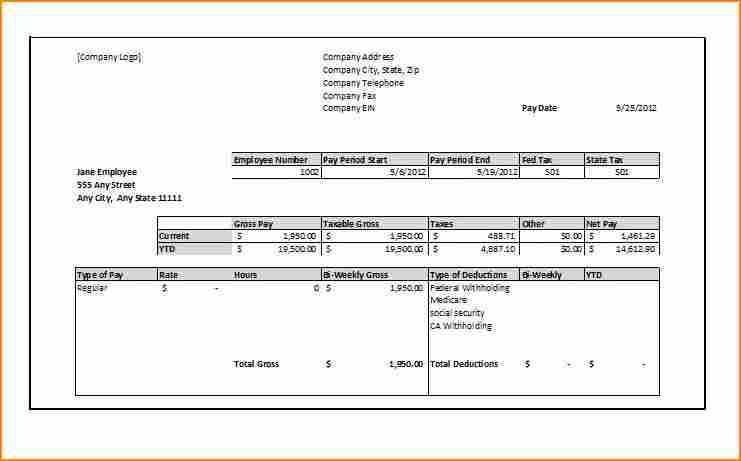 11 1099 pay stub template excel