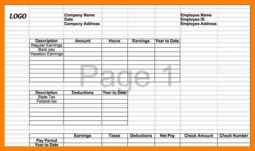 7 paycheck stub template for excel