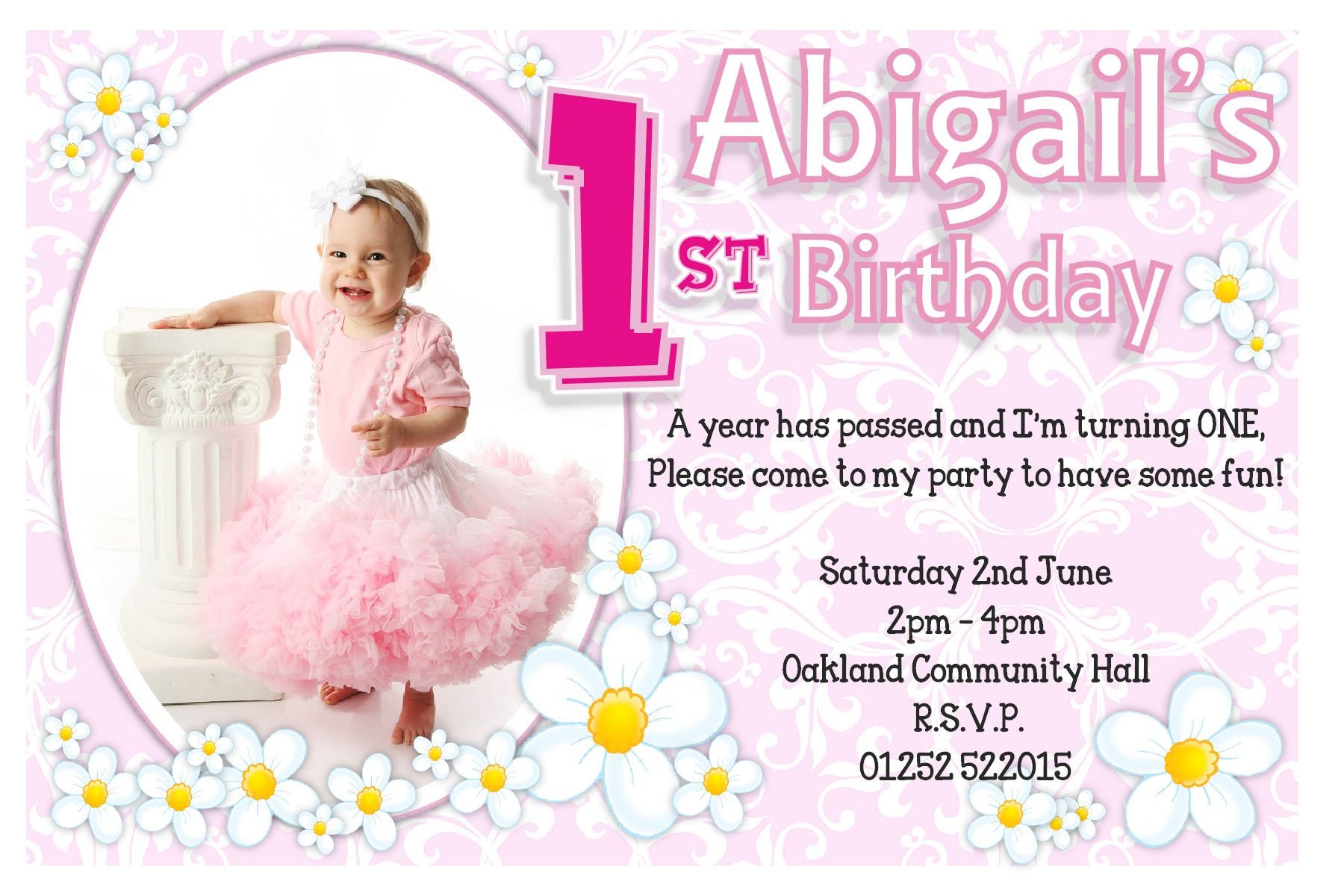 1st Birthday Invitations Girl Free Template 1st birthday