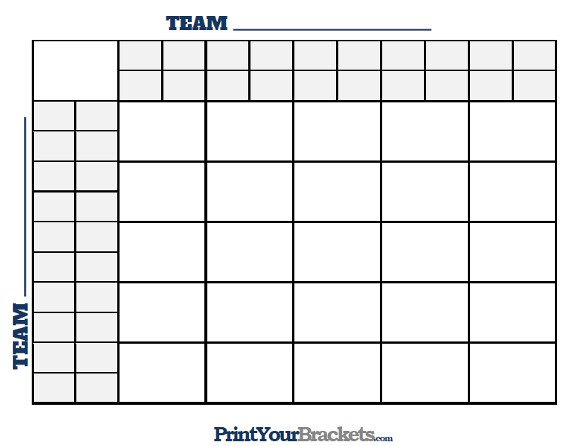 25 Square Grid with Halftime Lines Printable Version