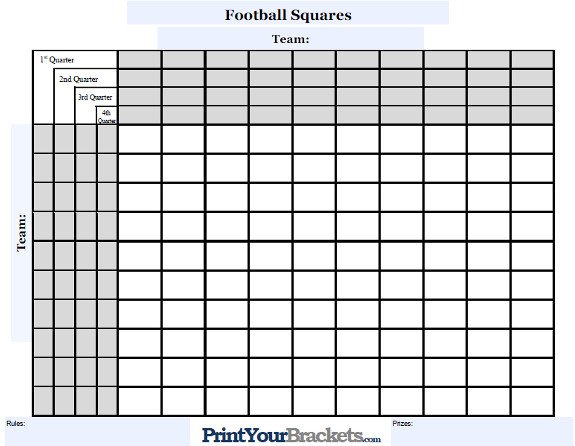 Customizable Football Squares Customize Your Square Grid