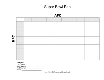 Printable 25 Square Super Bowl Grid