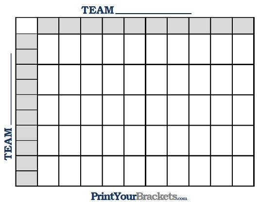 Printable NFL Football 50 Square Grid fice Pool