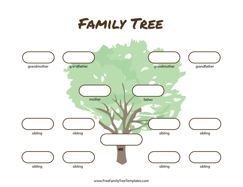 3 Generation Family Tree Many Siblings Template – Free