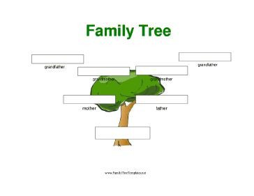 A simple full color three generation family tree with