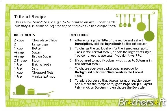 Download Free Recipe Cards for Word Recipe Cards for Word