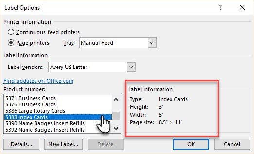How to Make Index Cards in Microsoft Word 2016