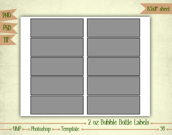 2 oz Bubble Bottle Labels Digital Collage Sheet Layered