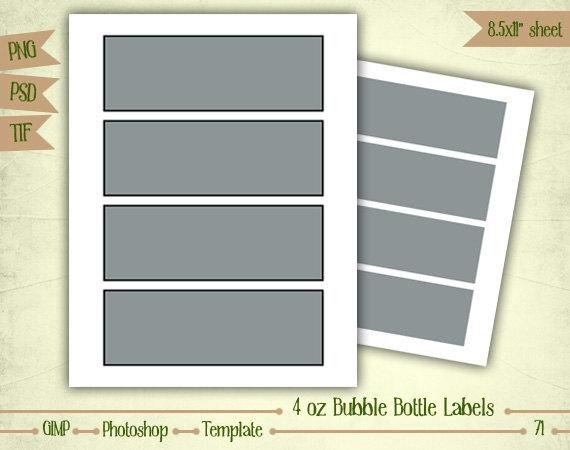 4 oz Bubble Bottle Labels Digital Collage Sheet Layered