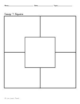 4 Square Writing Template by Live Learn Teach