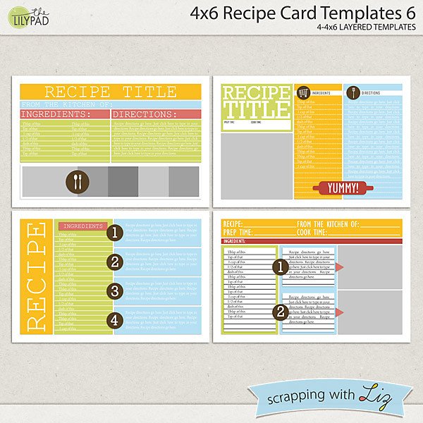 Digital Scrapbook Templates 4x6 Recipe Card 6