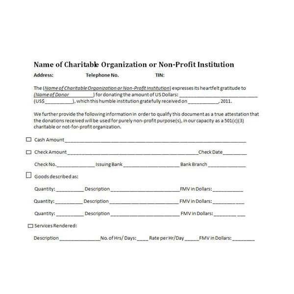 Charitable Donation Receipts Requirements as Supporting