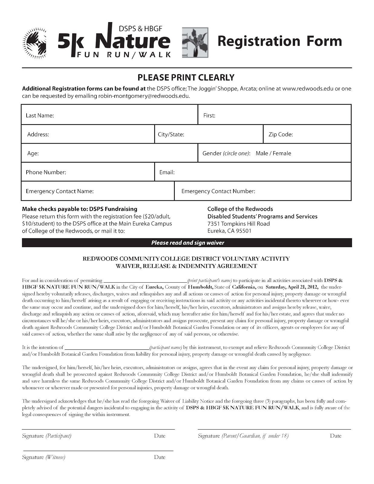 Race Registration Form Template to Pin on