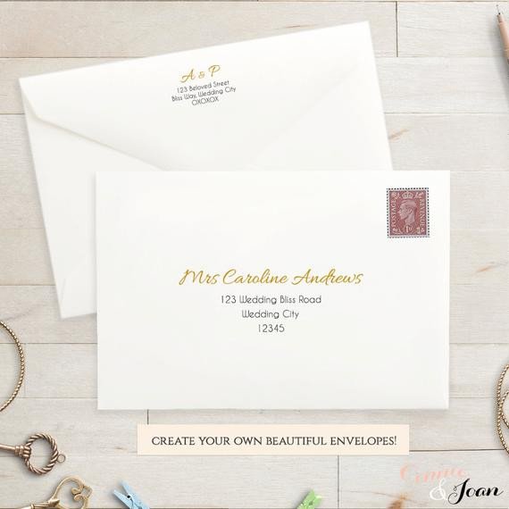 Printable Wedding envelope template 5x7 front and back