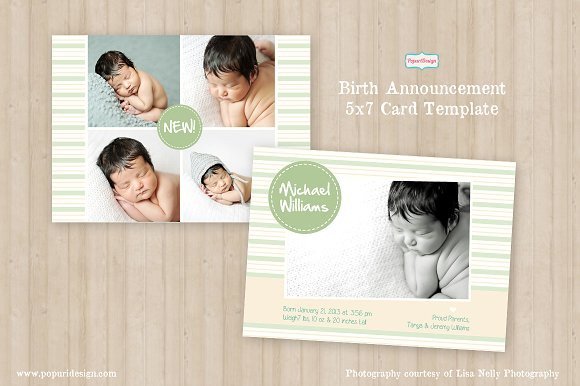 5x7 Birth Announcement Card Template Card Templates
