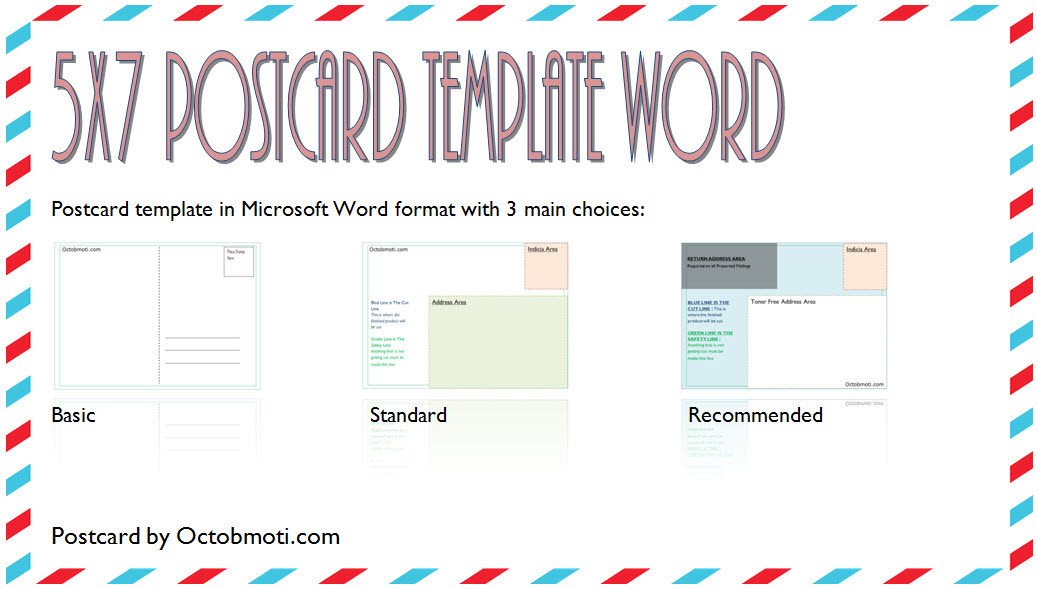 5x7 Postcard Template for Word Back Standard USPS Free