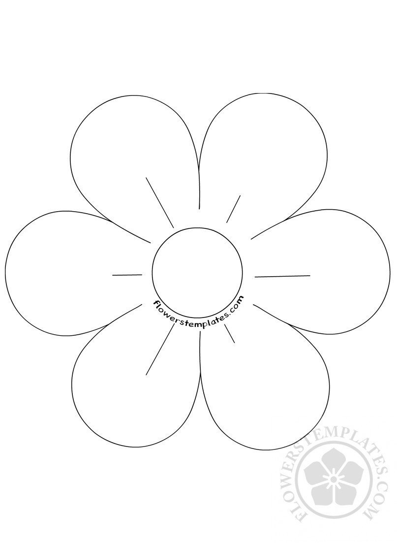 6 Petal Flower Template coloring page