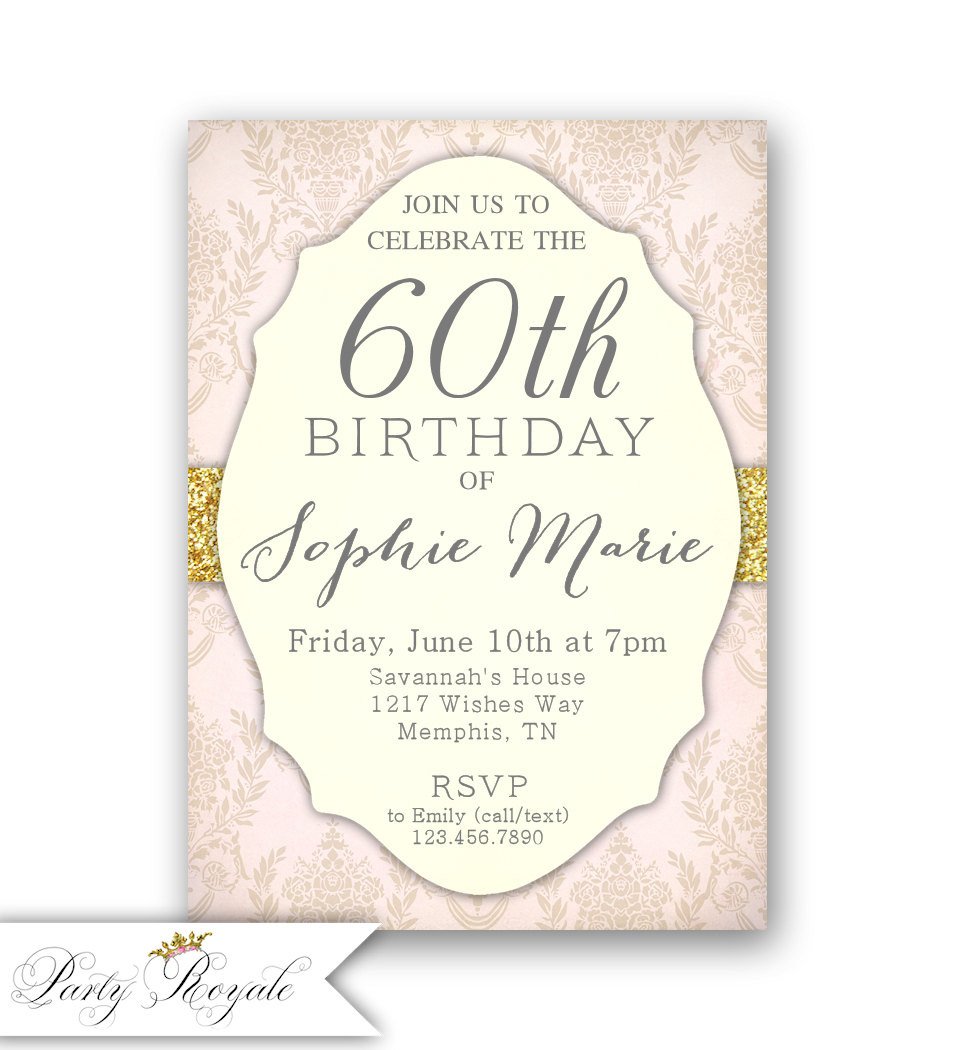 Elegant 60th Birthday Invitations Women s 60th