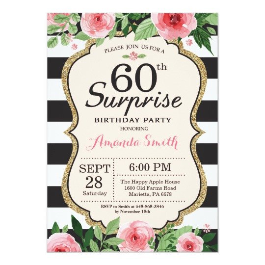 Surprise 60th Birthday Invitation Women Floral