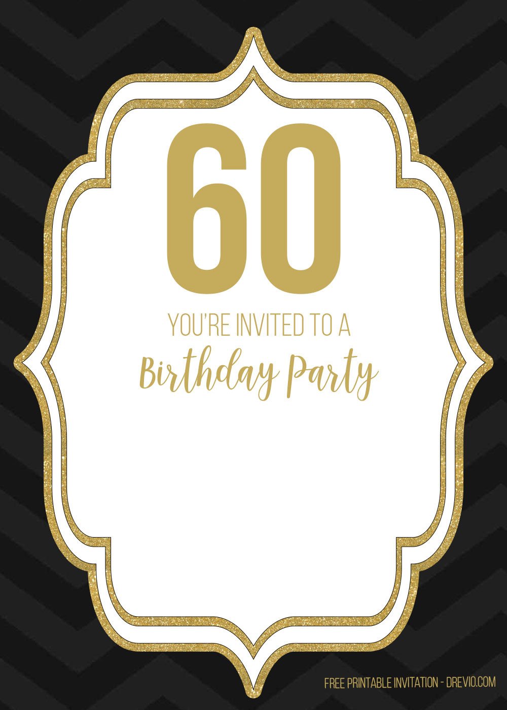 FREE 60th Black Golden Birthday invitation templates