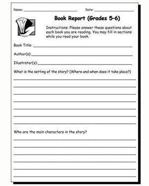 Book Report 5 & 6 – Printable Book Report Worksheet