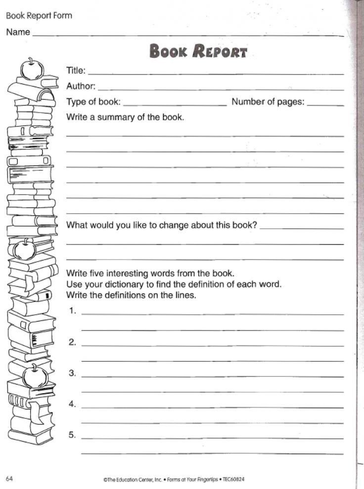 Image result for 6th grade book report format