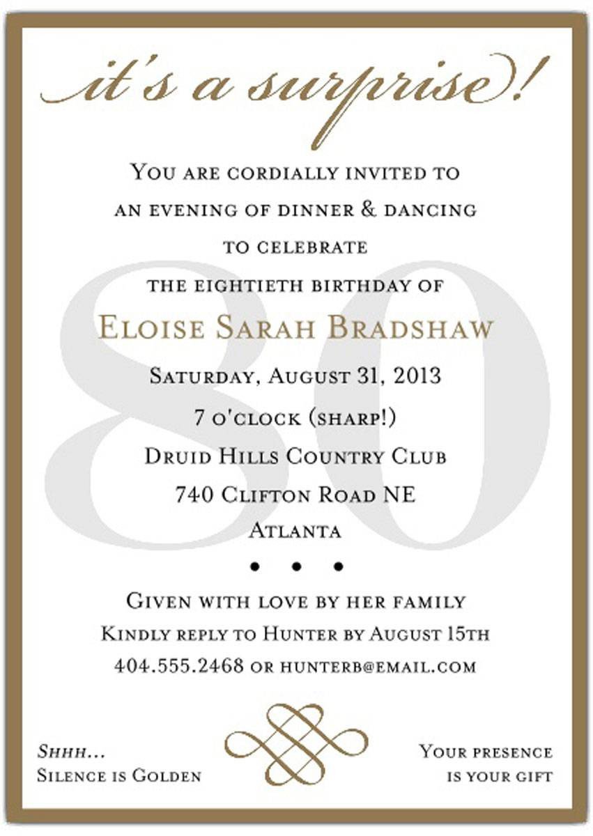 10 Sample 80th birthday party invitations