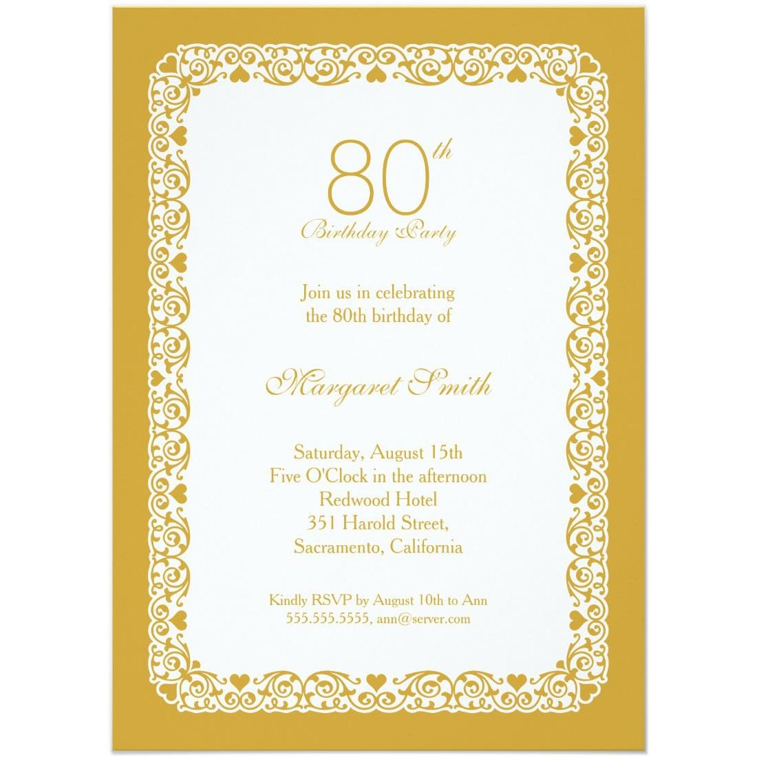 15 Sample 80th birthday invitations Templates Ideas