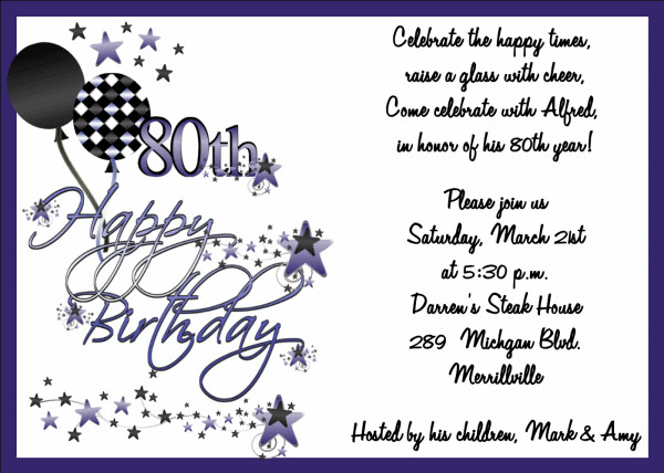 80th Birthday Invitations Wording Party Ideas