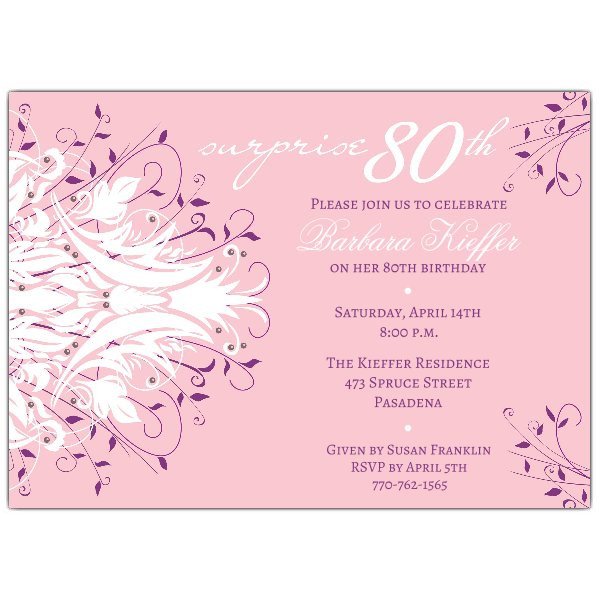 Andromeda Pink Surprise 80th Birthday Invitations