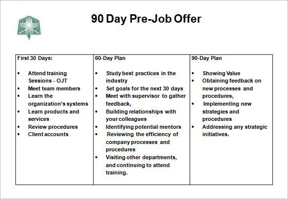 12 30 60 90 Day Action Plan Templates DOC PDF