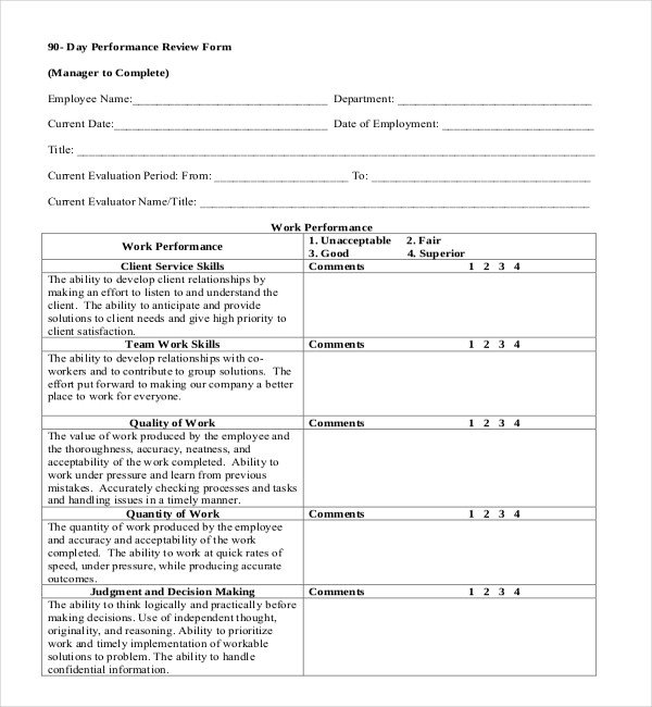 13 Sample Employee Review Forms