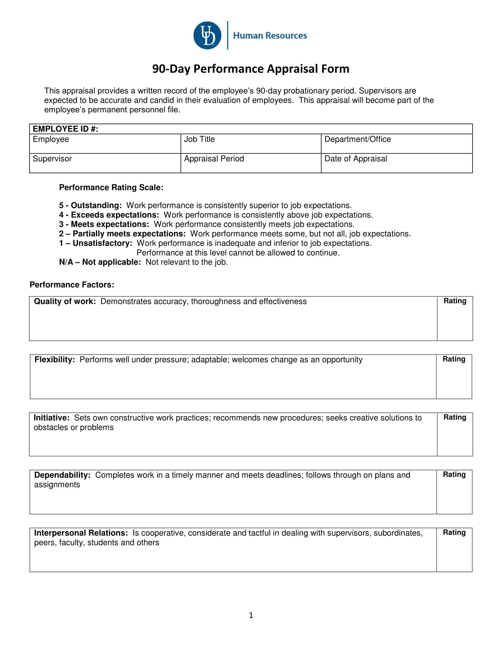 14 90 Day Review Forms Free Word PDF Format Download