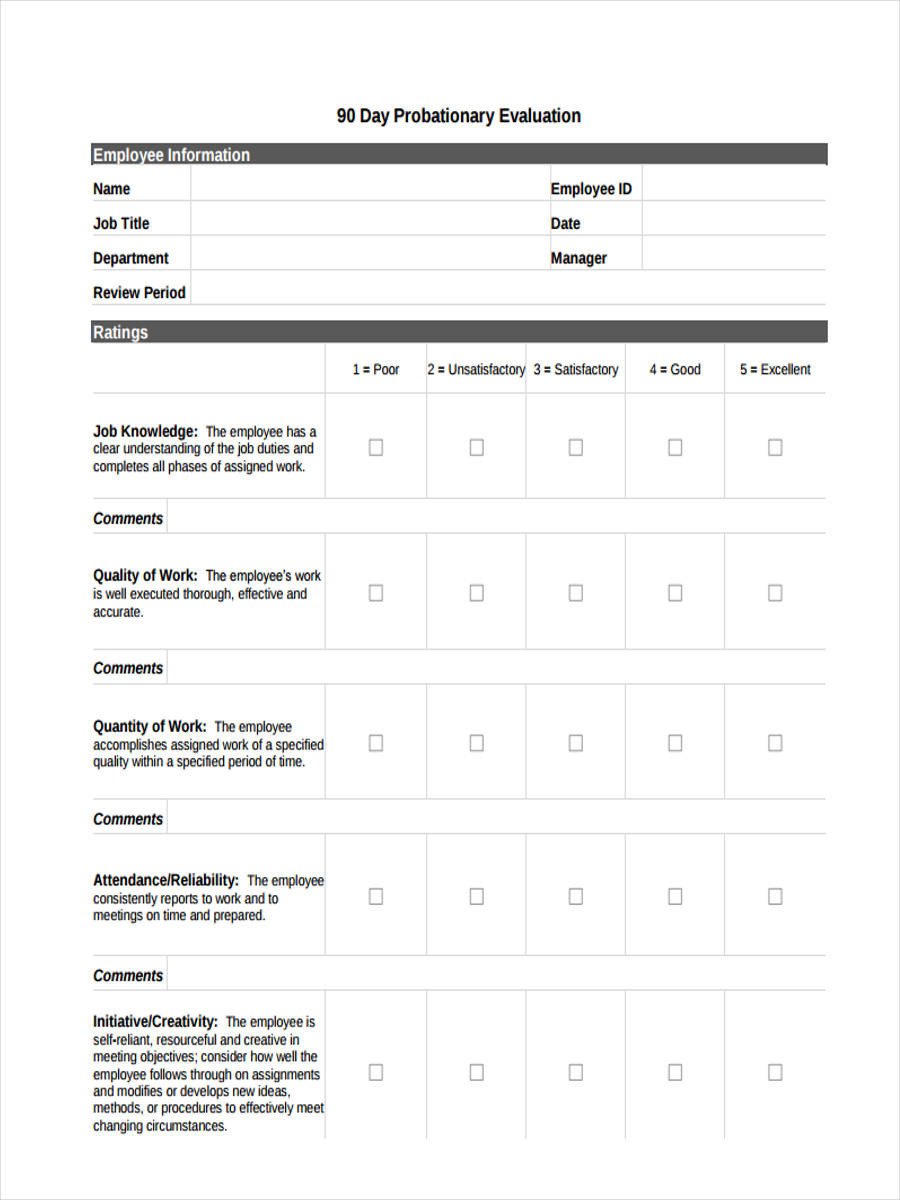10 Probation Review Form Sample Free Sample Example