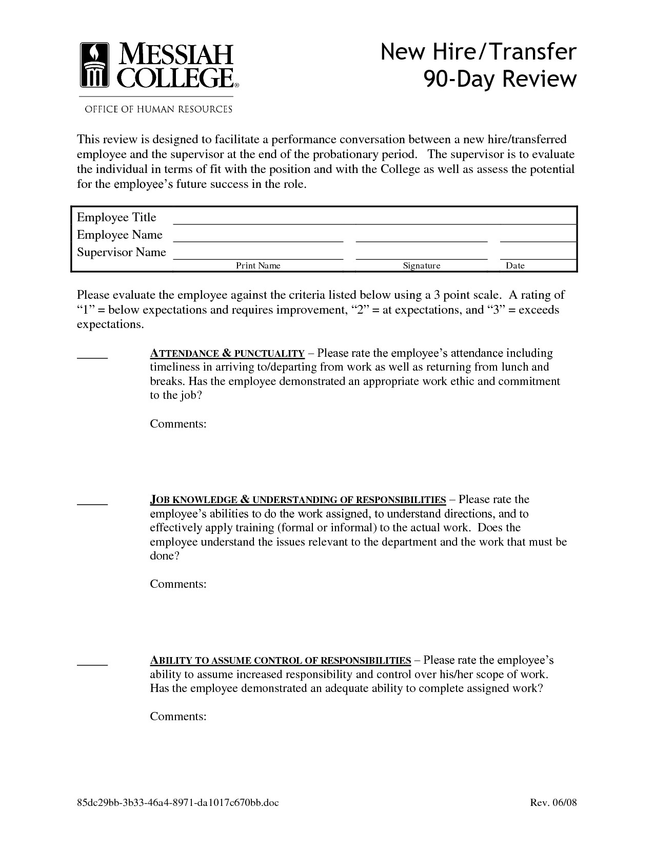 Best s of 90 Day Probationary Form 90 Day Employee