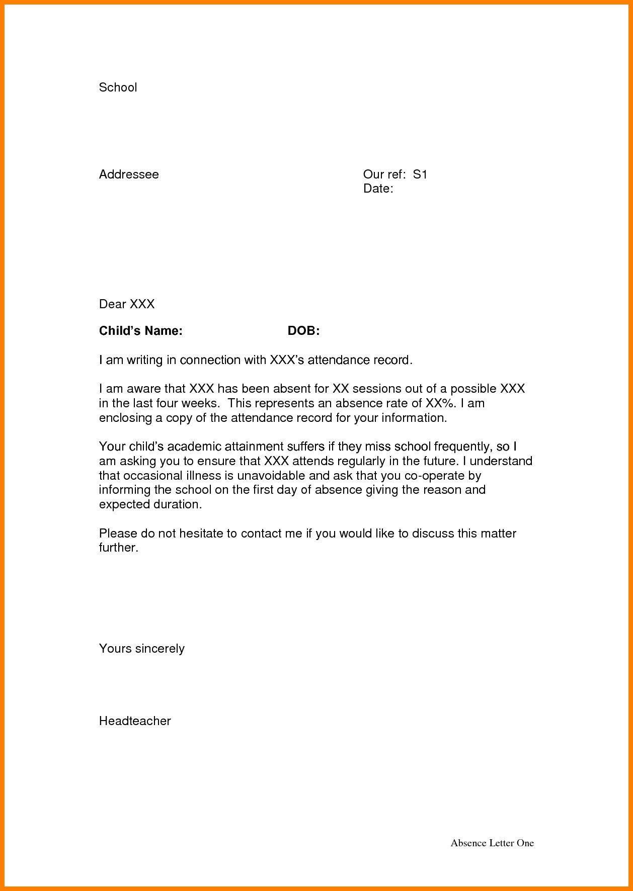 3 absence letter from school appeal leter