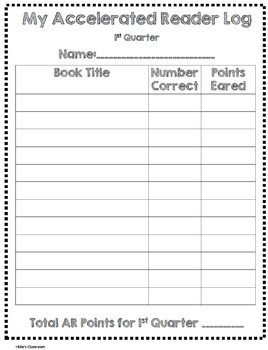 Accelerated Reader Bulletin Board Tracking Chart and