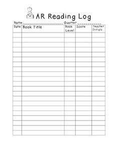 Accelerated Reading Logs For Students to Pin on