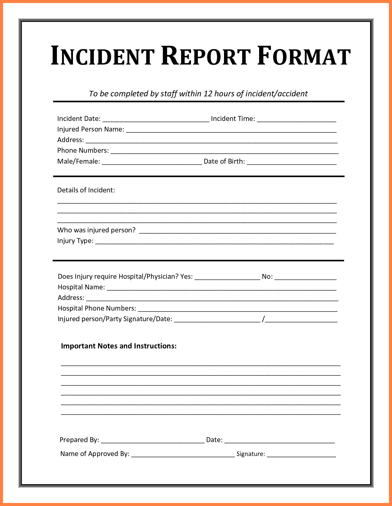4 accident incident report form template