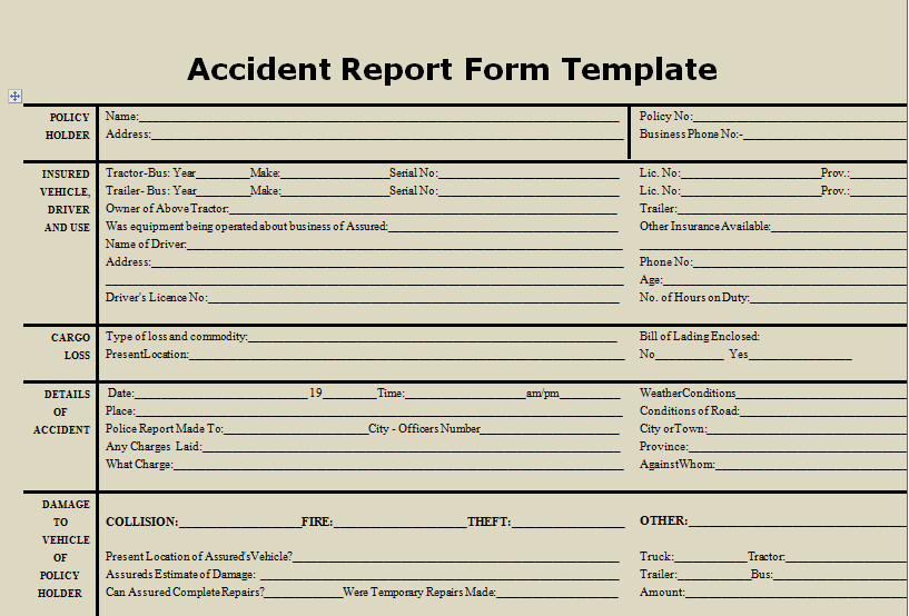 Download Accident Report Form Template Microsoft Excel