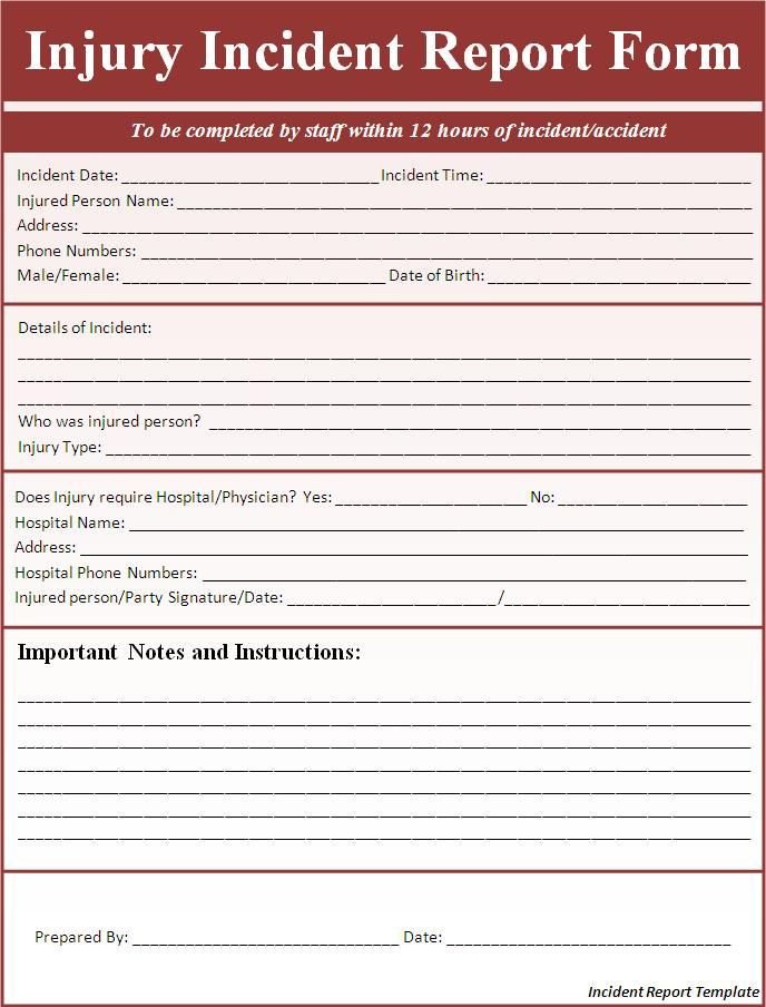 incident report form Incident Report Template