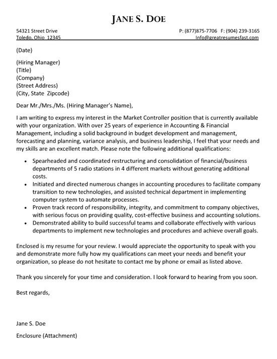 Accounting Internship Cover Letter Sample