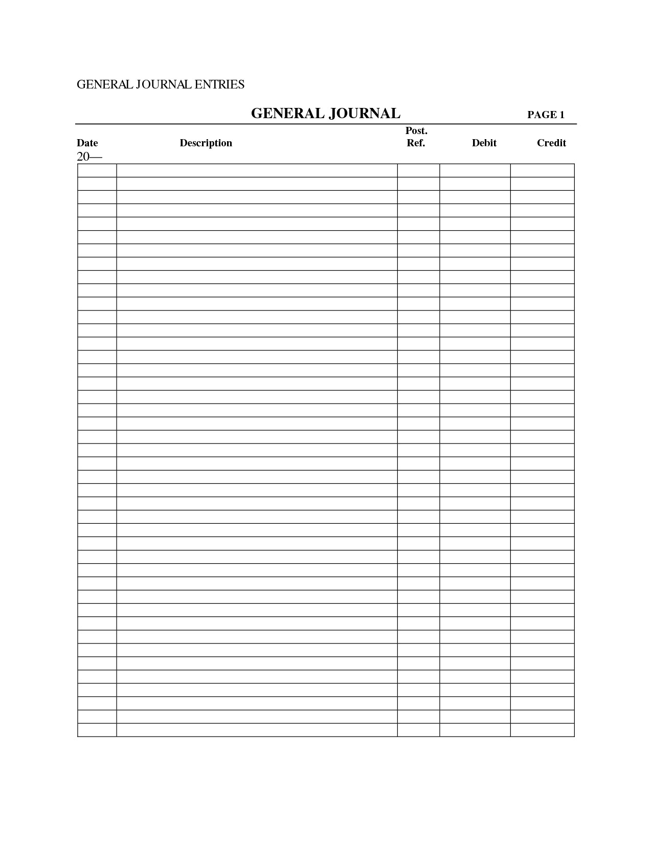 30 of Accounting General Journal Excel Template