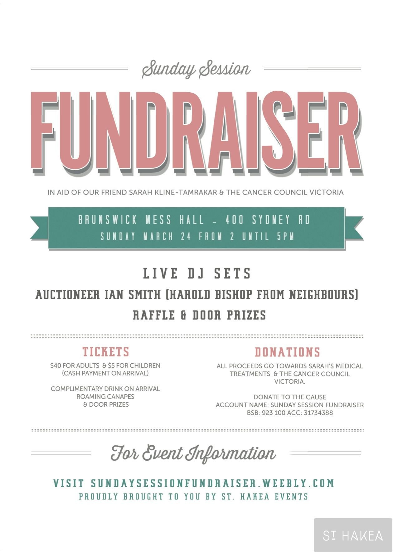 Sunday Session Fundraiser event flyer Proudly bought to