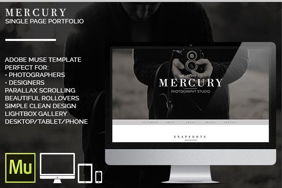 Mercury Adobe Muse portfolio Website Templates on