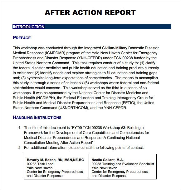 Sample After Action Report 11 Documents in PDF Google