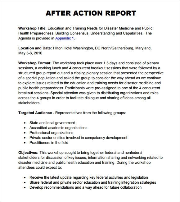 Sample After Action Report 8 Documents In PDF Word Docs