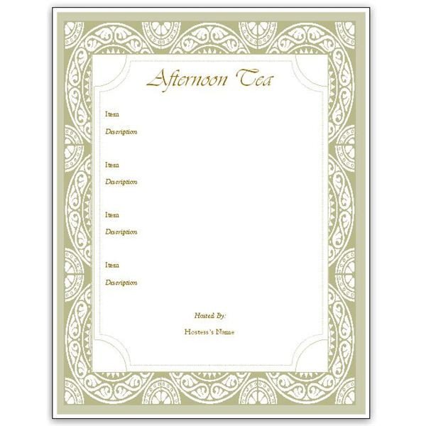 Hosting a Tea Download an Afternoon Tea Menu Template for