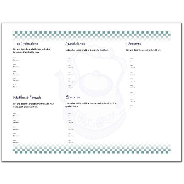 Hosting a Tea Download an Afternoon Tea Menu Template for